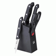 San Ignacio - Jeu de 4 couteaux avec ciseaux et bloc Bonn en acier inoxydable - noir inox Q4639