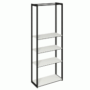 Structure Cage noir 90x40x240cm 4 tablettes blanc