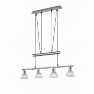 Suspension  4x E14, 3000K,  Nickel Mat et verre - Trio - Levisto - gris 4017807281781