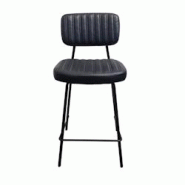 Tabouret d'intérieur Houston Noir 65cm en métal et simili cuir - TIGAONE - noir 3701680322570