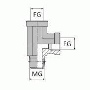 Té orientable renversé femelle gaz cylindrique x femelle gaz cylindrique x mâle conique - 1" , 33.24 , 1" , 30.29