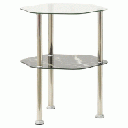 VidaXL Table 2 niveaux Transparent et noir 38x38x50cm Verre trempé Modèle Zenith Prime Plus - 322792