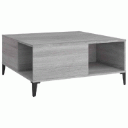 VidaXL Table basse sonoma gris 80x80x36,5 cm bois d'ingénierie Modèle Terrasse Nova Plus - 821106