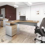 Bureau compact Tono avec caisson - Mobel Linea - 180, Anthracite, Gauche, 2 tiroirs_0