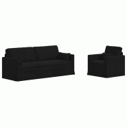 Canapé 2 pcs Noir 198 x 78 x 80 cm tissu Modèle Apex Panorama Jardin - Matériau naturel 8721364374706