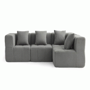 Canapé d'angle modulaire MILYSOFA SOFABULOUS 4 places Tissu fine bouclette Gris nuage - MS-BULOUS-4C-CG