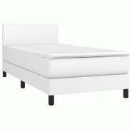 Décoshop26 - Cadre de lit LED avec sommier tête de lit matelas 100x200 cm synthétique blanc TDL0208731 - blanc 3001570082721