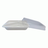 ECOLOMIQUE - 50 Pcs - Barquette scellable blanche en pulpe - 3 compartiments, 227x178 mm, H: 45 mm - ECO210GNP22173C - blanc Bagasse ECO210GNP22173C