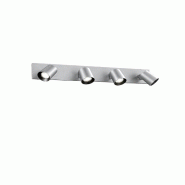 Fabas Luce Spot De Plafond Modo À 4 Lumières, Structure En Aluminium Moulé Sous Pression, Finition Aluminium Brossé, Douille Gu10, Design Moderne