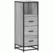 Helloshop26 - Armoire de salle de bain design industriel rangement 35 x 37,5 x 100 cm en bois d'ingénierie sonoma gris 02_0049645 - gris métal 30002