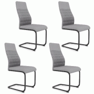Helloshop26 - Lot de 4 chaises de salle à manger modernes 60 x 44 x 98 cm assise ergonomique design élégant en tissu gris 20_0012588 - gris métal