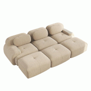 Merax Canapé modulaire en corde 3 places avec 3 tabourets, canapé nuage sans cadre, près du sol avec assise profonde, peut également être utilis�