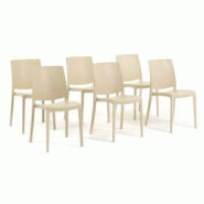 RATTATAN Set 6 Chaises en polypropylène avec fibre de verre empilables pour extérieur et jardin, bar et restaurant, cuisine design moderne - CARMEN RATTATAN Set 6 Chaises en polypropylène avec fibre de verre empilables pour extérieur et jardin, bar et restaurant, cuisine design moderne - CARMEN
