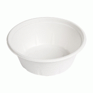Saladier bagasse 280ml Ø11,6x4,4cm blanc - par 500