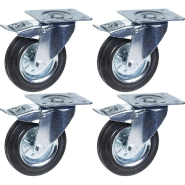 160mm 6" roulettes en caoutchouc, pivotantes avec frein, capacité de charge de 600kg, jeu de 4 160mm 6" roulettes en caoutchouc, pivotantes avec frein, capacité de charge de 600kg, jeu de 4