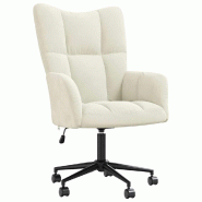 Chaise de relaxation Blanc crème Velours Modèle Atlas Carrée - 328181
