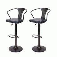 Décoshop26 - 2x tabourets de bar en synthétique gris et métal noir style industrielle avec accoudoirs TDB04056 - gris 3001541169604 Décoshop26 - 2x tabourets de bar en synthétique gris et métal noir style industrielle avec accoudoirs TDB04056 - gris 3001541169604