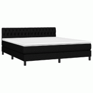 Décoshop26 - Cadre de lit LED avec sommier tête de lit matelas 180x200 cm tissu noir TDL0209165 - noir 3001681147760