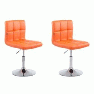 Décoshop26 - Lot de 2 chaises de salle à manger style moderne et design en synthétique orange hauteur réglable pivotant pieds en 10_CDS10090 - 300 Décoshop26 - Lot de 2 chaises de salle à manger style moderne et design en synthétique orange hauteur réglable pivotant pieds en 10_CDS10090 - 300