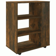 Helloshop26 - Armoire roulante polyvalente avec roulettes de rangement bureau 60 x 35 x 75 cm en bois d'ingénierie chêne fumé 02_0048256 - Bois mas