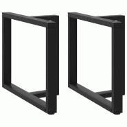 Helloshop26 - Lot de 2 pieds de table à manger en T 90 x 35 x 73 cm avec niveleurs réglables design moderne en acier noir 02_0057330 - noir acier 30