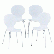 Helloshop26 - Lot de 4 chaises de salle à manger moderne design robuste blanc chrome - blanc métal 3000224882786