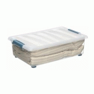 Katla Boîte Transparente 28L Avec Roulettes Et Poignées Ergonomiques 59X39X18,5Cm - 8052787490309 Katla Boîte Transparente 28L Avec Roulettes Et Poignées Ergonomiques 59X39X18,5Cm - 8052787490309