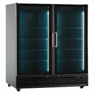 KLIMAITALIA Réfrigérateur pour boissons à boissons, double pte vitre à dégagement lumières LED. Thermo num. T° 0°C/+10°C. Mod. ICOOL110JUMBOBLACK