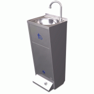 Lave-mains sur pieds à faible encombrement - Construction inox 18/10 - Poussoir au pied avec poubelle intégrée Lave-mains sur pieds à faible encombrement - Construction inox 18/10 - Poussoir au pied avec poubelle intégrée