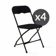 Lot de 4 chaises pliantes noires de réception