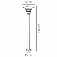 Nordlux Potelet_SSL LØNSTRUP 32 Métal Noir, H.116 - IP44 - E27 / Extérieur - noir métal 5701581278271