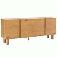 Oviala Business Buffet effet bois 4 portes L 180 cm bois clair - beige Bois massif 114546