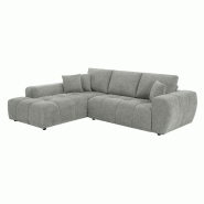 Oviala Business Canapé d'angle gauche 3 places avec méridienne gris clair L 270 cm - gris polyester 115598