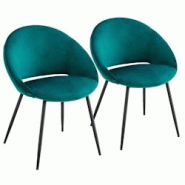 Oviala Business Lot de 2 chaises en acier et velours bleu - bleu 111721 Oviala Business Lot de 2 chaises en acier et velours bleu - bleu 111721