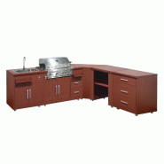Oviala Business Oviala Cuisine d'extérieur angle 5 éléments avec évier et barbecue en acier 96 x 483 x 66 cm brique - marron acier 115319