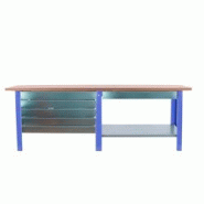 PROREGAL Etabli BUFFALO WOOD avec 6x Tiroir| HxLxP 86,5x210x75cm | Capacité de Charge 1000kg | Bleu - bleu métal PR_RS157-80 PROREGAL Etabli BUFFALO WOOD avec 6x Tiroir| HxLxP 86,5x210x75cm | Capacité de Charge 1000kg | Bleu - bleu métal PR_RS157-80