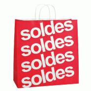 Sac kraft SOLDES poignées torsadées 35x14x36cm - par 50 - Rouge - Papier kraft