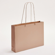 Sac luxe métallisé cuivre poignées cordelières 46x10x33cm - par 12