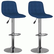 VidaXL Tabourets de bar lot de 2 bleu tissu Modèle Lofty Industriel - 333949