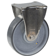 Roulette fixe de 200 mm en acier inoxydable avec thermoplastique gris conducteur d'électricité Roulette fixe de 200 mm en acier inoxydable avec thermoplastique gris conducteur d'électricité