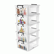 CEP Set de 5 boîtes de rangement HW697, superposable, 20L (par boîte), transparent - 3462159018348