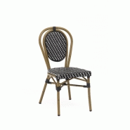 Chaise de terrasse Louvre - tressage noir et blanc - aluminium rotin - empilable et légère Chaise de terrasse Louvre - tressage noir et blanc - aluminium rotin - empilable et légère