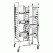 Chariot inox à plateaux double - 32 niveaux GN 1/1