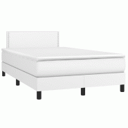 Décoshop26 - Cadre de lit LED avec sommier tête de lit matelas 120x200 cm synthétique blanc TDL0208728 - blanc 3001569847768