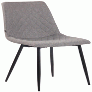 Décoshop26 - Chaise de salle à manger x1 coutures décoratives en losange assise en tissu gris et pieds métal noir 10_0007279 - gris métal 3000266