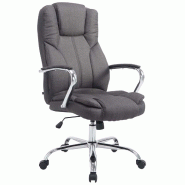 Décoshop26 - Fauteuil de bureau sur roulettes largeur d'assise XXL en tissu gris foncé et métal chromé 10_0006961 - gris métal 3000265856098