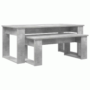 Ensemble de tables basses 2 pcs Gris béton Bois d'ingénierie Modèle Orion Master Métal - 8721364489134