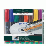 FABER-CASTELL Etui de 8 feutres Multimark permanent, tracé M (1,0 mm), encres assorties - 152509_1_0