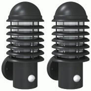 Helloshop26 - Lot de 2 appliques murales d'extérieur avec capteur de mouvement IP44 15 x 15 x 33,5 cm en inox noir 02_0056574 - noir acier 3000239588