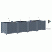 Helloshop26 - Lot de 4 cache-pots de jardin moderne épuré irrigation 160 x 40 x 37,5 cm en acier gris clair - gris acier 3000240675461